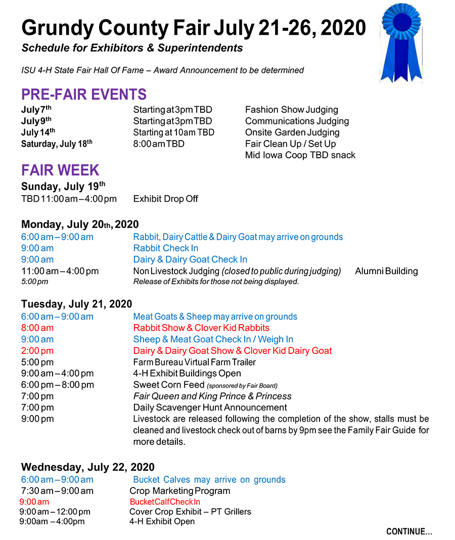 Fair Schedule - Grundy County Fair